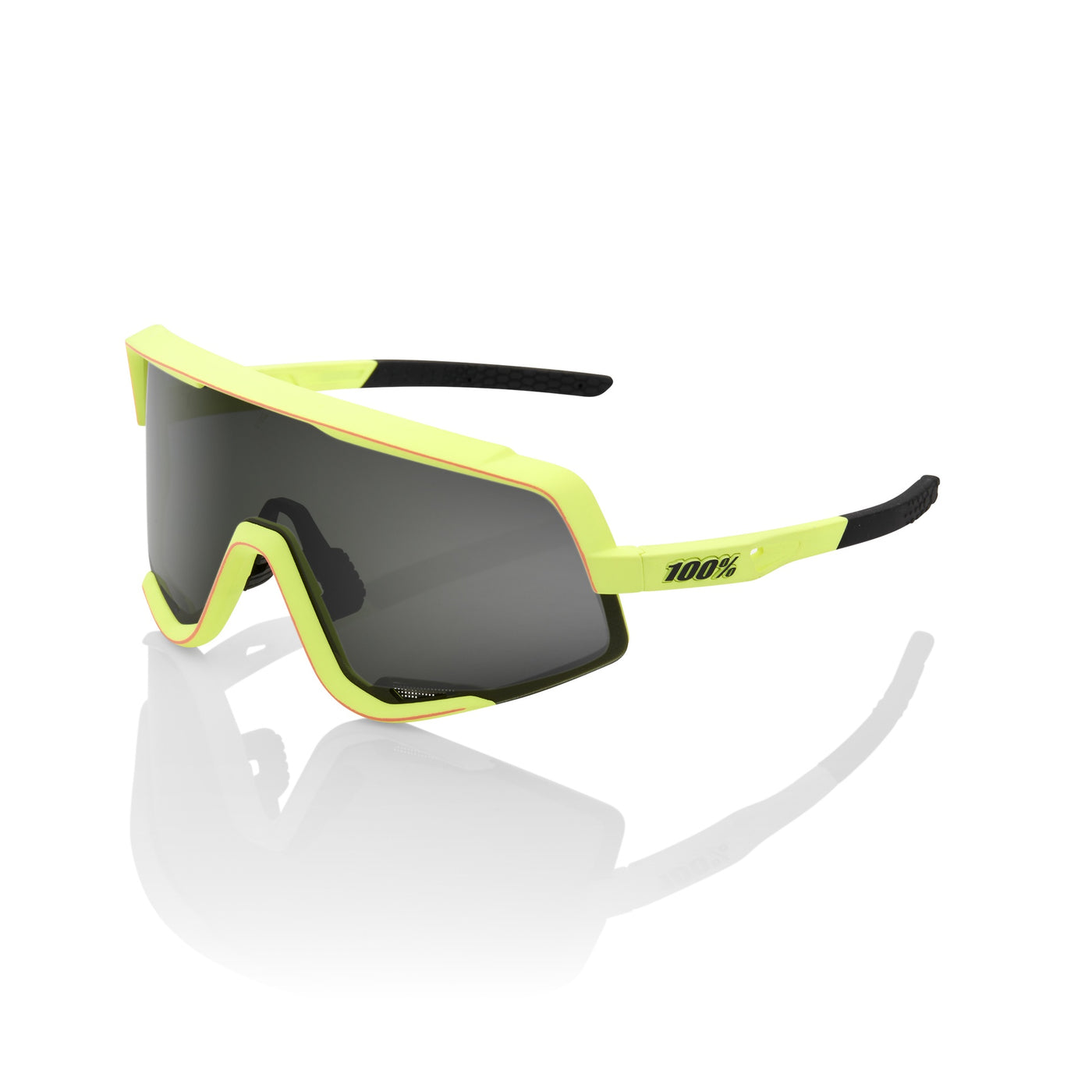 Sunglasses 100% Glendale - Soft Tact Washed Out Neon Yellow - Smoke